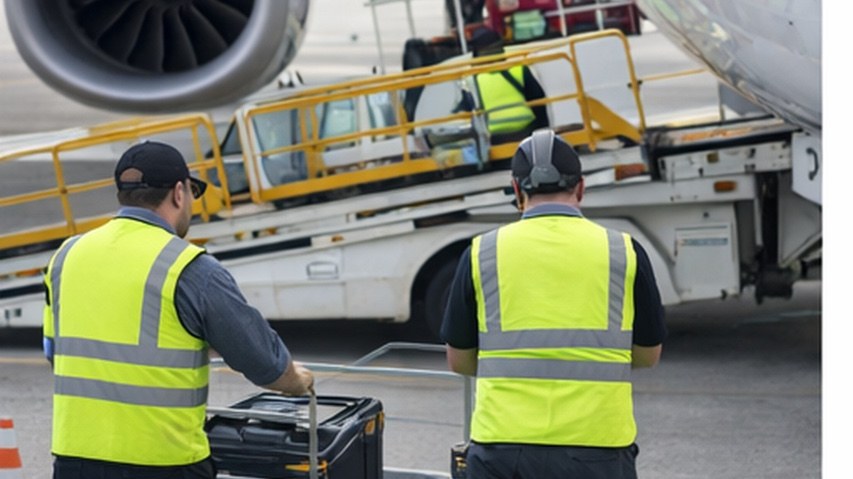 Opérations piste aéroportuaire – agent de piste en activité sur aire de trafic
